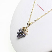 Load image into Gallery viewer, Gray Pearl Grape Pendant – 14k Yellow Gold + Diamonds