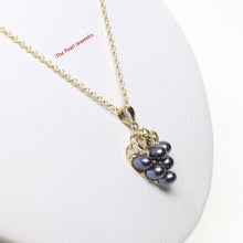 Load image into Gallery viewer, Gray Pearl Grape Pendant – 14k Yellow Gold + Diamonds