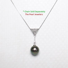 Load image into Gallery viewer, Gray Pearl Pendant – 14k White Gold Leaf Bail