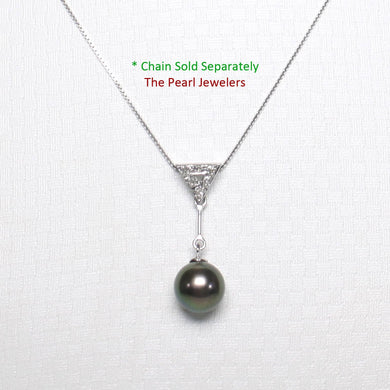 Gray Pearl Pendant – 14k White Gold Leaf Bail