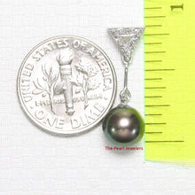 Load image into Gallery viewer, Gray Pearl Pendant – 14k White Gold Leaf Bail