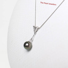 Load image into Gallery viewer, Gray Pearl Pendant – 14k White Gold Leaf Bail