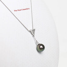 Load image into Gallery viewer, Gray Pearl Pendant – 14k White Gold Leaf Bail