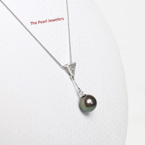 Gray Pearl Pendant – 14k White Gold Leaf Bail