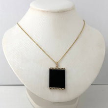 Load image into Gallery viewer, Greek Key 14kt Yellow Gold 30 mm Black Onyx Board Pendant Necklace