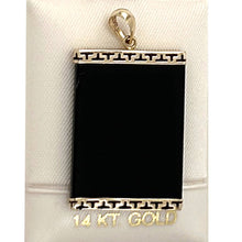 Load image into Gallery viewer, Greek Key 14kt Yellow Gold 30 mm Black Onyx Board Pendant Necklace