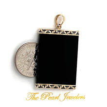 Load image into Gallery viewer, Greek Key 14kt Yellow Gold 30 mm Black Onyx Board Pendant Necklace