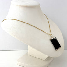Load image into Gallery viewer, Greek Key 14kt Yellow Gold 30 mm Black Onyx Board Pendant Necklace