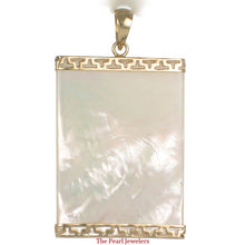 Load image into Gallery viewer, Greek Key 14kt Yellow Gold 30 mm Mother of Pearl Board Pendant