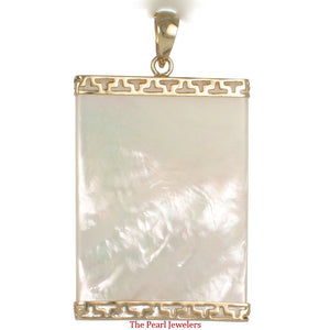 Greek Key 14kt Yellow Gold 30 mm Mother of Pearl Board Pendant