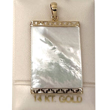 Load image into Gallery viewer, Greek Key 14kt Yellow Gold 30 mm Mother of Pearl Board Pendant