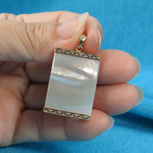 Load image into Gallery viewer, Greek Key 14kt Yellow Gold 30 mm Mother of Pearl Board Pendant
