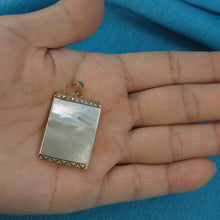 Load image into Gallery viewer, Greek Key 14kt Yellow Gold 30 mm Mother of Pearl Board Pendant
