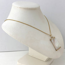Load image into Gallery viewer, Greek Key 14kt Yellow Gold 30 mm Mother of Pearl Board Pendant