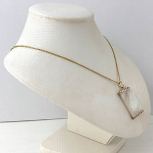 Greek Key 14kt Yellow Gold 30 mm Mother of Pearl Board Pendant