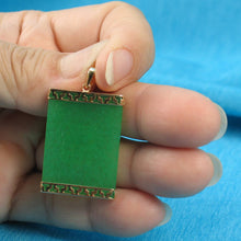 Load image into Gallery viewer, Greek Key 14kt Yellow Gold 22×30 mm Green Jade Board Pendant Necklace