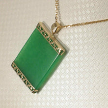 Load image into Gallery viewer, Greek Key 14kt Yellow Gold 22×30 mm Green Jade Board Pendant Necklace