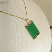 Load image into Gallery viewer, Greek Key 14kt Yellow Gold 22×30 mm Green Jade Board Pendant Necklace