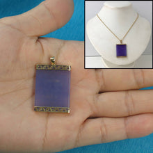 Load image into Gallery viewer, Greek Key 14kt Yellow Gold 30 mm Lavender Jade Board Pendant Necklace