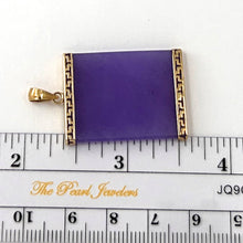 Load image into Gallery viewer, Greek Key 14kt Yellow Gold 30 mm Lavender Jade Board Pendant Necklace