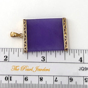 Greek Key 14kt Yellow Gold 30 mm Lavender Jade Board Pendant Necklace