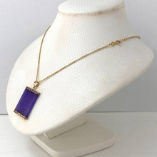 Load image into Gallery viewer, Greek Key 14kt Yellow Gold 30 mm Lavender Jade Board Pendant Necklace