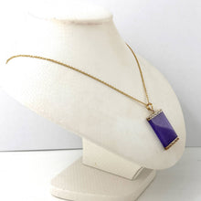 Load image into Gallery viewer, Greek Key 14kt Yellow Gold 30 mm Lavender Jade Board Pendant Necklace