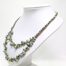 Load image into Gallery viewer, Green Baroque Pearl Layered Necklace – .925 Silver Clasp