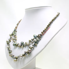 Load image into Gallery viewer, Green Baroque Pearl Layered Necklace – .925 Silver Clasp