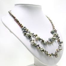 Load image into Gallery viewer, Green Baroque Pearl Layered Necklace – .925 Silver Clasp