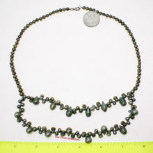 Load image into Gallery viewer, Green Baroque Pearl Layered Necklace – .925 Silver Clasp