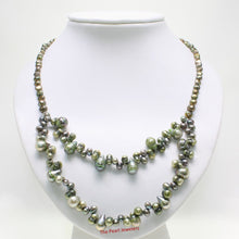 Load image into Gallery viewer, Green Baroque Pearl Layered Necklace – .925 Silver Clasp