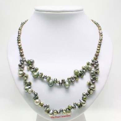 Green Baroque Pearl Layered Necklace – .925 Silver Clasp