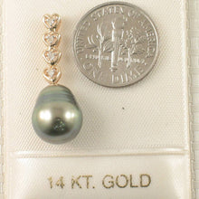 Load image into Gallery viewer, Green-Tone Baroque Pearl &amp; Diamond Heart-Bale 14k Pendant