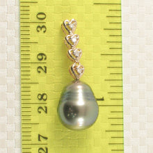 Load image into Gallery viewer, Green-Tone Baroque Pearl &amp; Diamond Heart-Bale 14k Pendant