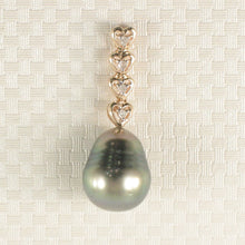 Load image into Gallery viewer, Green-Tone Baroque Pearl &amp; Diamond Heart-Bale 14k Pendant