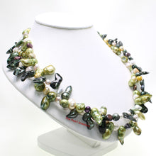 Load image into Gallery viewer, Green Baroque Pearl Twist Necklace – Double Strand .925 Silver