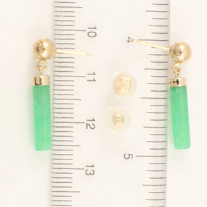 14K Yellow Gold Ball Dangle Green Jade Earrings