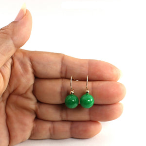 14K Yellow Gold Green Jade Drop Earrings