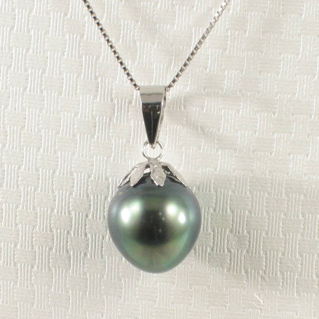 Green Tahitian Pearl Flower Cap Pendant