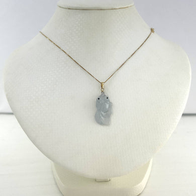 Hand-Carved Goldfish Natural Jadeite 14k Yellow Gold Pendant Necklace