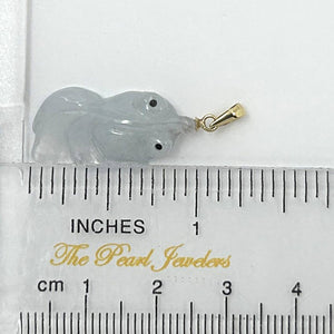 Hand-Carved Goldfish Natural Jadeite 14k Yellow Gold Pendant Necklace