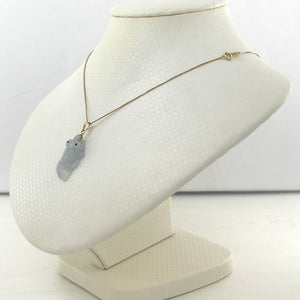 Hand-Carved Goldfish Natural Jadeite 14k Yellow Gold Pendant Necklace