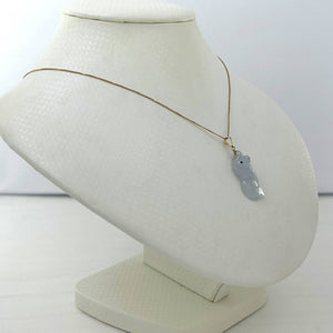 Hand-Carved Goldfish Natural Jadeite 14k Yellow Gold Pendant Necklace