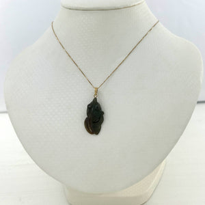 Hand-Carved Goldfish Natural Jadeite 14k Yellow Gold Pendant Necklace