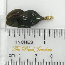 Load image into Gallery viewer, Hand-Carved Goldfish Natural Jadeite 14k Yellow Gold Pendant Necklace