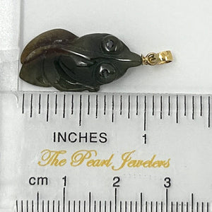 Hand-Carved Goldfish Natural Jadeite 14k Yellow Gold Pendant Necklace