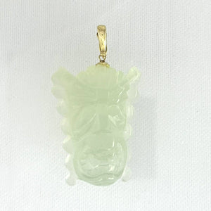 Hand Carved Hawaiian Tiki Gods New Jade Pendant 14k Yellow Gold
