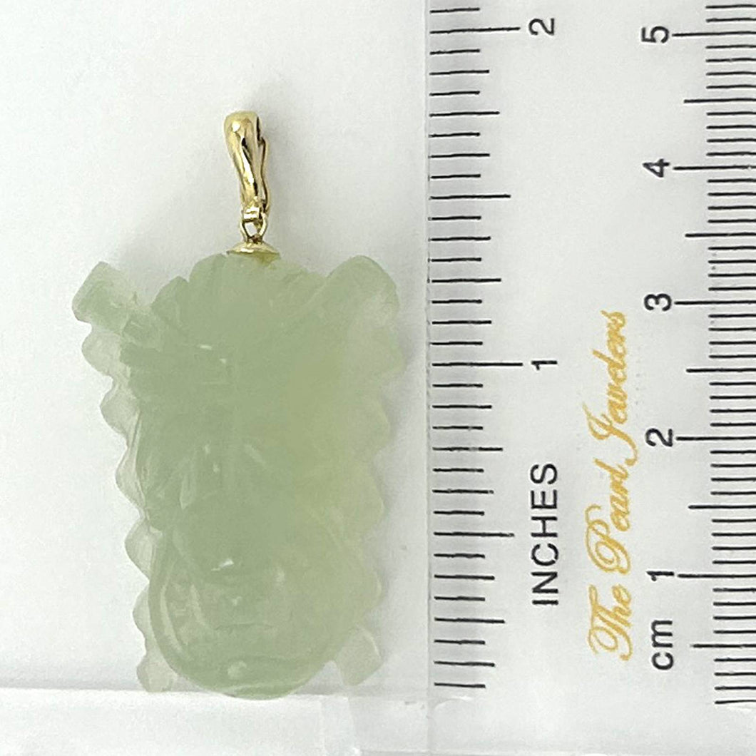 Hand Carved Hawaiian Tiki Gods New Jade Pendant 14k Yellow Gold