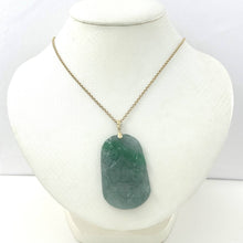 Load image into Gallery viewer, Hand Carved Horse Celadon Green Jade 14k Gold Pendant Necklace